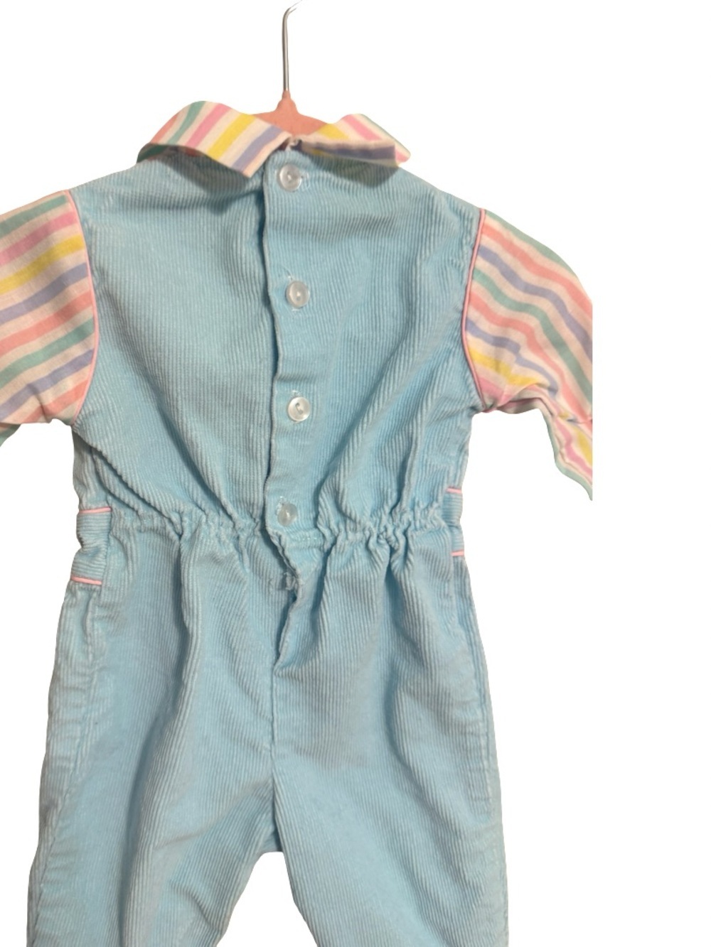 Vintage Style Baby Girls Cupcake Romper Blue Pastel Stripes Long Sleeve 0-3M? - Picture 5 of 6